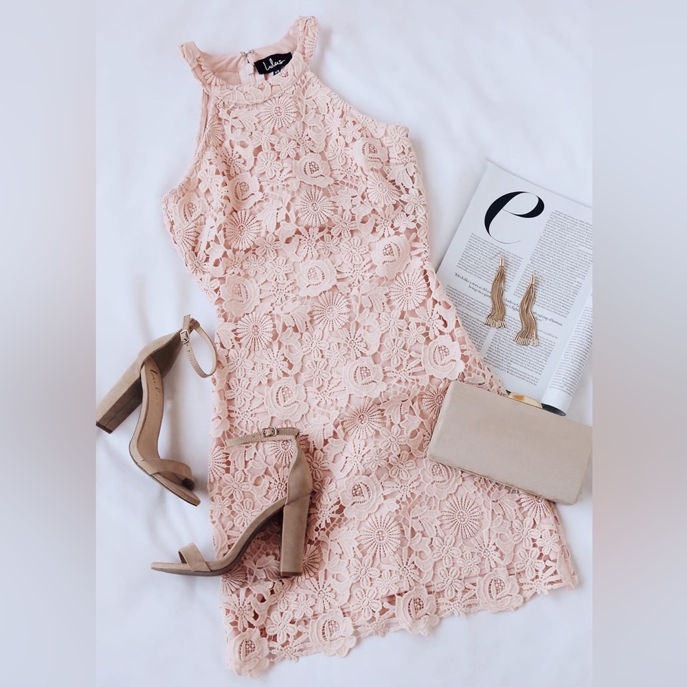 Love Poem Blush Pink Lace Mini Dress